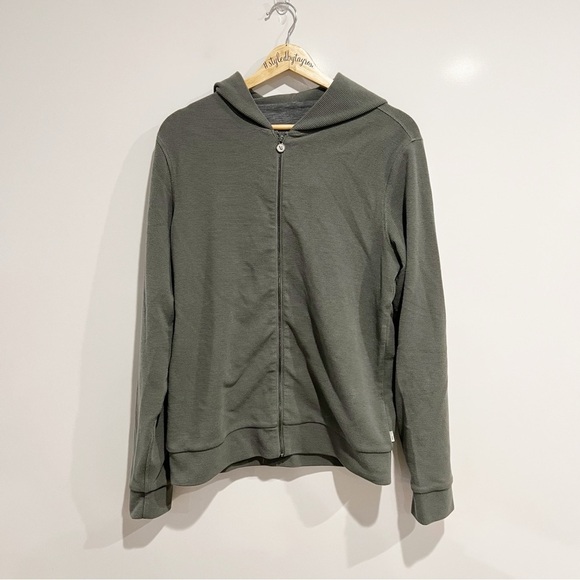 Vuori Mens S Performance Waffle Zip Hoodie Sweatshirt Dusty Pine Green - Picture 4 of 13